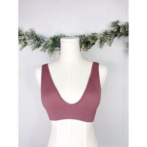 PINK Victoria's Secret Mauve Bralette XS Ribbed Seamless Plunge
